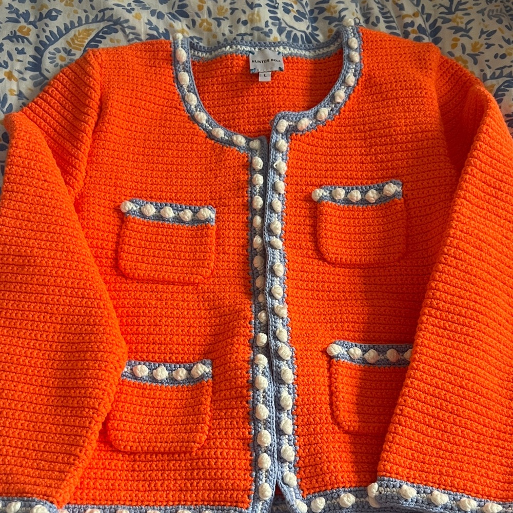 HUNTER BELL Orange and blue Sweater Blazer